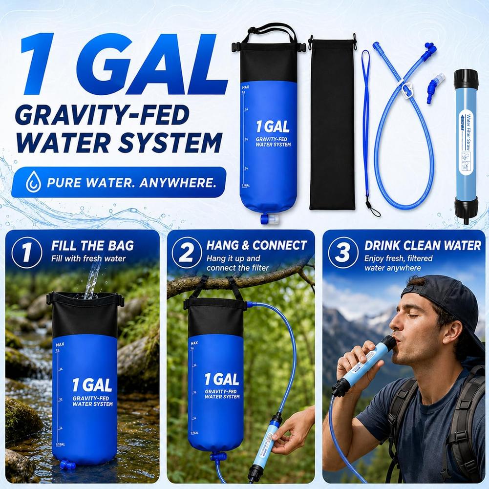 Water Purification Straw - 1. Zestaw filtrujący wodę z systemem